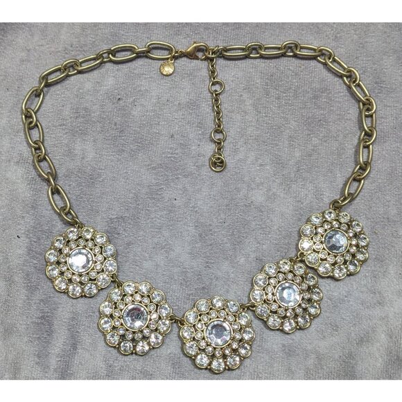 J.Crew Preppy Glam Rhinestone Medallion Necklace - Picture 6 of 6